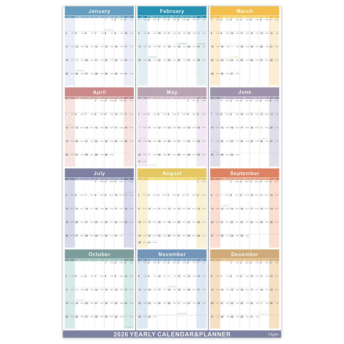Lbylyhxc 2026 Yearly Wall Calendar Planner X-Large 34.7x22.8 Colorful