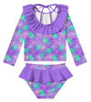 RAISEVERN Girls 2-Piece Mermaid Swimsuit Rash Guard Set A-mermaid-01 Size 3T