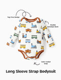 PATPAT Baby Boys Bodysuits 2-Pack Long Sleeve Train Print Brown Car Size 18-24M