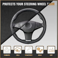 Universal Fit Steering Wheel Cover Protector, Synthetic Leather, 15in, Black/Red