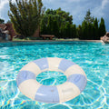 Garneck Inflatable Swimming Ring 32.3'' Retro Striped Blue PVC Adult Float