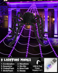 ECOHDT Brighter Spider Webs Halloween Lights 250 Purple LED 16.4Ft 8 Modes