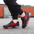 Sypsfwco Kids Running Sneakers Mesh Athletic Rubber Sole Black-Red Size 3.5 US