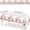 PHOGARY 3 PCS Strawberry Tablecloth Plastic Party Decor Pink 108x54in