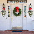 Super Holiday Christmas 2PCS Artificial Green Plant Wreaths Grey Velvet Bow
