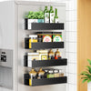 4 Pack Moveable Fridge Magnetic Spice Racks, Metal - Black
