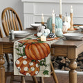 Artoid Mode Polka Dot Pumpkins Vine Wood Fall Table Runner 13x36 Inch