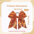 Xepeelo 2Pcs Orange Glitter Bow Elastic Hair Ties Bands Ponytail Holder 1 Count