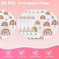 Ryzovo Boho Rainbow Party Supplies 62pcs Paper Plates Napkins Tablecloth
