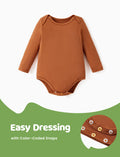 PATPAT Baby Boys Bodysuits 2-Pack Long Sleeve Train Print Brown Car Size 18-24M