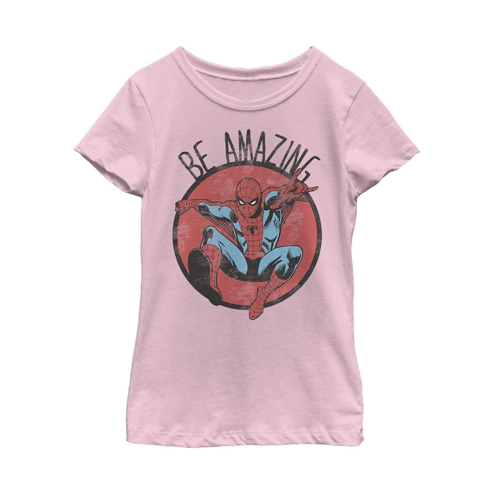 Marvel Girls Classic Be Amazing Short Sleeve Tee Light Pink Size XS