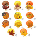 Blulu Thanksgiving Hanging Swirls Decorations Turkey Pumpkin Maple 30 Count