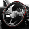 Universal Fit Steering Wheel Cover Protector, Synthetic Leather, 15in, Black/Red