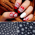 12 Sheets Snowflake Nail Art Stickers 3D Self Adhesive Winter Nail Decals