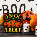 Hijie Halloween Wooden Pumpkin Sign Spooky Home Decor 5x5 Inches TREAT