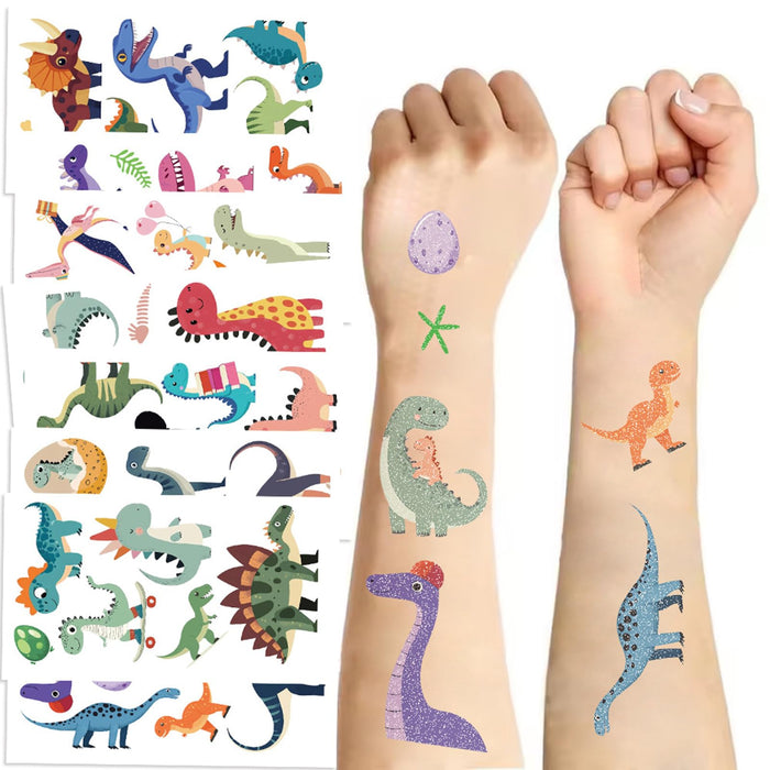 SBOBUY Dinosaur Temporary Tattoos 10 Sheets Blue Cartoon Kids Party Favors