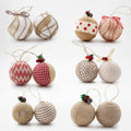 Juncox 12 Pcs Burlap Christmas Ball Ornaments 3.15in Rustic Natural Jute