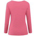 LilyCoco Womens Striped Long Sleeve Boat Neck Shirt Red Size M