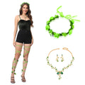 Xintorch Halloween Ivy Rave Leg Wraps Necklace Earrings Hairband Set Green