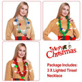 Set of 3 Christmas Necklaces, Tinsel, Garland, Stars & Lights, Party Favors