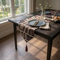 DaDalogy Bedding Elegant Woven Mughal Floral Tapestry Table Runner, Dark Noir Botanical Vintage Fleur (18197)