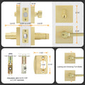 Goldenwarm Gold Dummy Door Handles Brushed Brass Levers 3 Pack