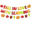 YWLACC Fall in Love with Learning Classroom Banner Autumn Leaves Pumpkin