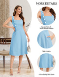 Bbonlinedress Womens Vintage Cocktail Dress Sleeveless A-line Midi Blue Size S
