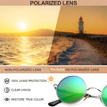 Small Round Polarized Sunglasses for Men Women Circle Retro Shades Metal Hi
