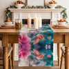 Perdecor Spring Hummingbird Pink Petals Table Runner 13x70in Cotton Linen