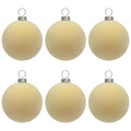 KI Store Beige Velvet Christmas Balls Ornaments 6pcs 2.36in Party Decor