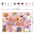 CUMIA Groovy Happy BooDay Banner Backdrop 6x4FT Boho Rainbow Ghost Halloween