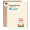 MOSSSH October Birthday Cards with Envelope Sticker Black Letter Print