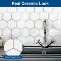Yipscazo Hexagon Peel Stick Backsplash Tile SPC Faux Marble Pure White 1 Sheet