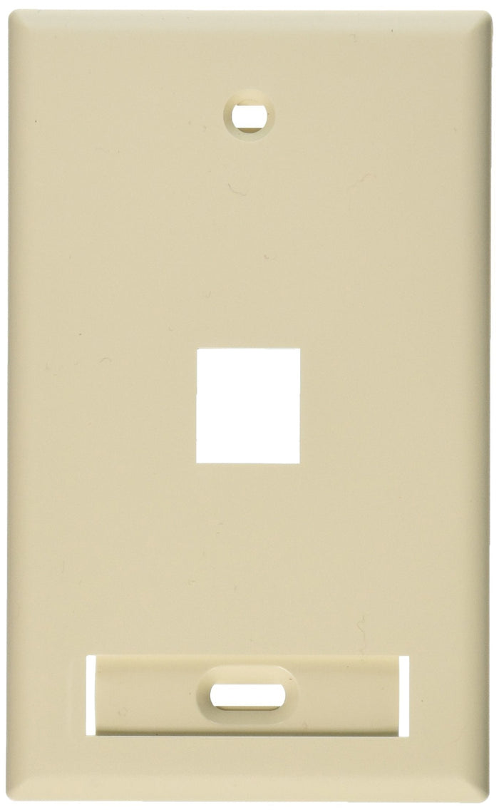 Leviton QuickPort Wallplate with ID Window Single Gang 1-Port Light Almond