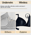 ZYQEXA Wireless Seamless Plunge Bra Black Racerback Size 38C