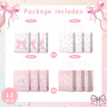 BOXOB Pink Bow Gift Bags 12pcs 8.27x6.3x3.15in Pink White Party Favor