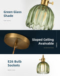 puncoll Vintage Small Pendant Light Green Glass Kitchen Island H2509-GR