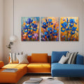 HTTART Blue Iris Flower Oil Painting Wall Art Van Gogh Style 12x16 Set of 3