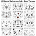 FANOST 22 Halloween Spider Face Temporary Tattoos Kids Adults Cosplay Stickers