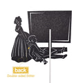 Little Man Game Over Wedding Cake Topper Double-sided Black Glitter 5.5x4.5in
