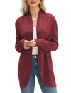 Vanfany Womens Lightweight Open Front Cardigan Knit Burgundy Size XL
