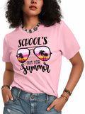 Flafens School's Out Summer Beach Graphic Teacher Shirt Cotton Short Sleeve L