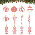 Arosche Christmas Candyland Tree Decorations 24Pcs Pink Wooden Ornaments