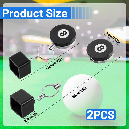 2 Pcs Pool Chalk Holder - Retractable Billiards Pool Cue Chalk Holder with Belt