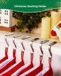 Minetom Christmas Stocking Holders Set of 6 Metal Mantle Hooks Silver