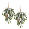 Super Holiday Christmas 2PCS Artificial Green Plant Wreaths Grey Velvet Bow