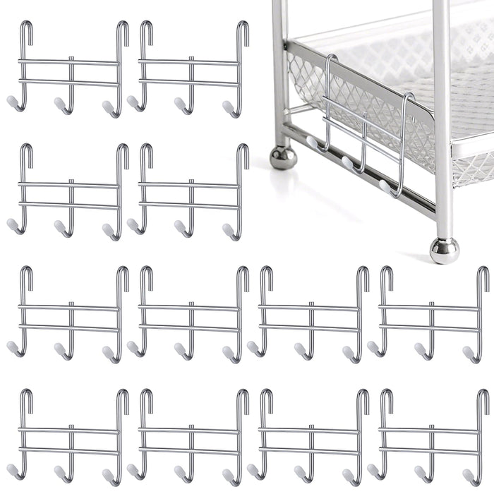 Dimeho 12pcs 3 Hook Wire Shelving Attachment Silver 3.74x3.27x1.38in