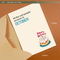 MOSSSH October Birthday Cards with Envelope Sticker Black Letter Print