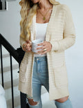 CiCiBird Women Long Fuzzy Knit Cardigan Sweater Open Front Beige Size XL